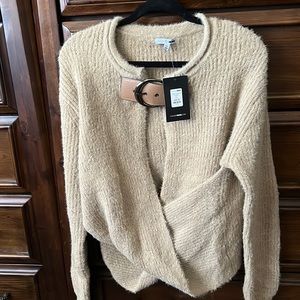 Fashion nova buckle style open cross cross sweater